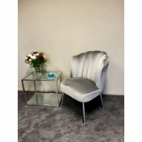 Βελούδινο Πολυθρονάκι Sara Γκρι/Ασημί 67X69x89cm