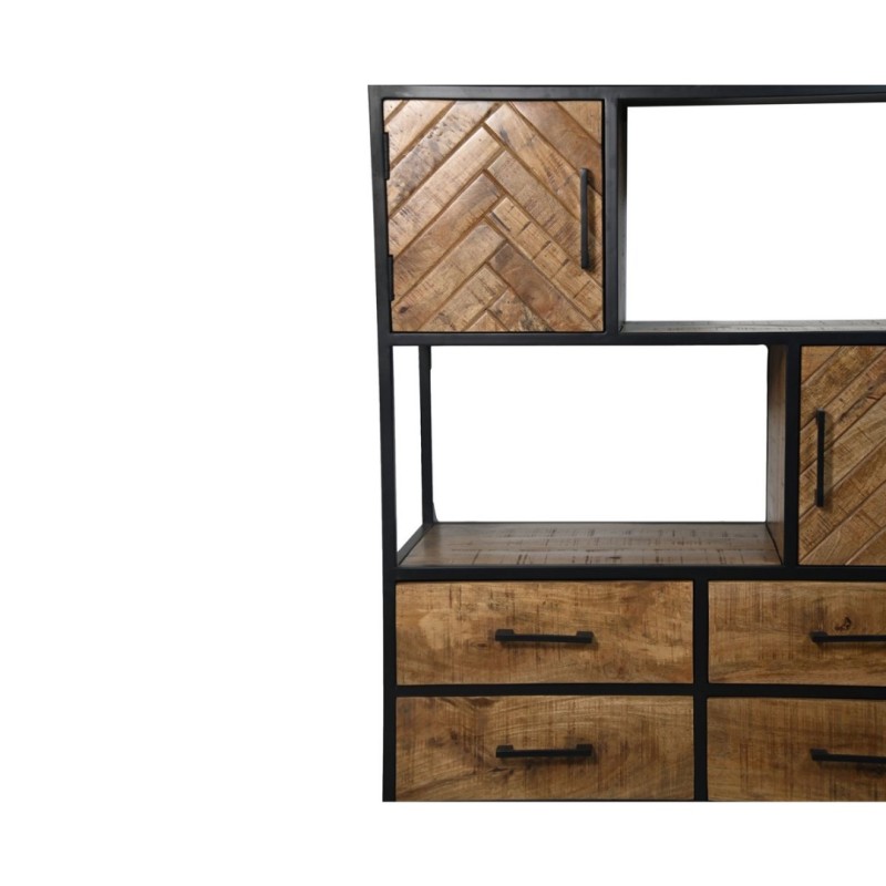 Ντουλάπι τοίχου Verona-100x40x200-Φυσικό/Μαύρο-Mangowood/metal