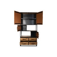 Ντουλάπι τοίχου Verona-100x40x200-Φυσικό/Μαύρο-Mangowood/metal
