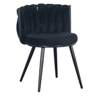 ΣΕΤ 2 ΤΕΜ Βελούδινη Καρέκλα Τραπεζαρίας Moon Black 53x56x70cm