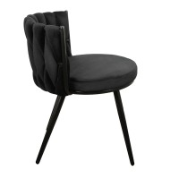 ΣΕΤ 2 ΤΕΜ Βελούδινη Καρέκλα Τραπεζαρίας Moon Black 53x56x70cm