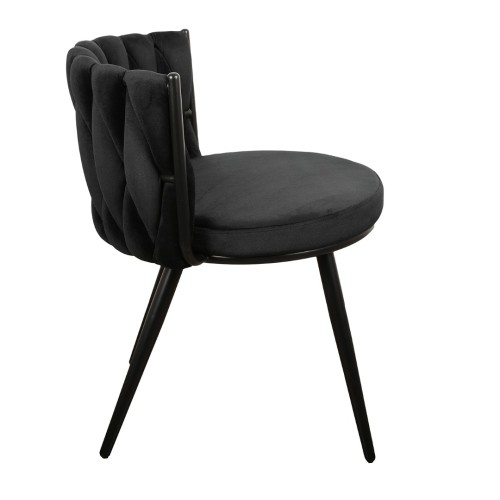ΣΕΤ 2 ΤΕΜ Βελούδινη Καρέκλα Τραπεζαρίας Moon Black 53x56x70cm