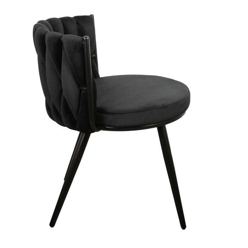 ΣΕΤ 2 ΤΕΜ Βελούδινη Καρέκλα Τραπεζαρίας Moon Black 53x56x70cm