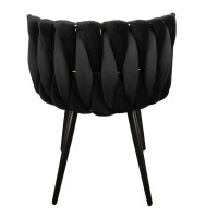 ΣΕΤ 2 ΤΕΜ Βελούδινη Καρέκλα Τραπεζαρίας Moon Black 53x56x70cm