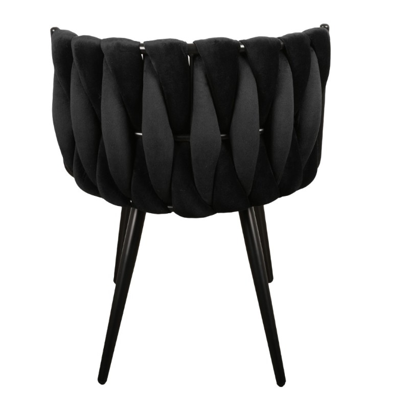 ΣΕΤ 2 ΤΕΜ Βελούδινη Καρέκλα Τραπεζαρίας Moon Black 53x56x70cm