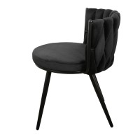 ΣΕΤ 2 ΤΕΜ Βελούδινη Καρέκλα Τραπεζαρίας Moon Black 53x56x70cm