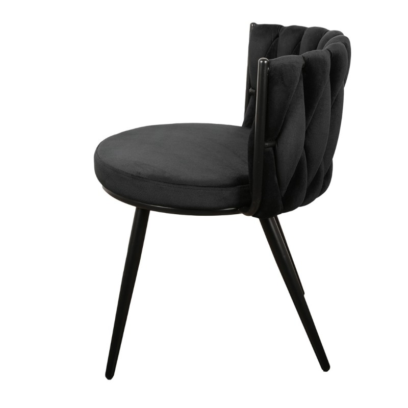 ΣΕΤ 2 ΤΕΜ Βελούδινη Καρέκλα Τραπεζαρίας Moon Black 53x56x70cm