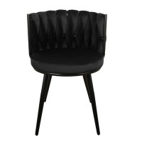 ΣΕΤ 2 ΤΕΜ Βελούδινη Καρέκλα Τραπεζαρίας Moon Black 53x56x70cm