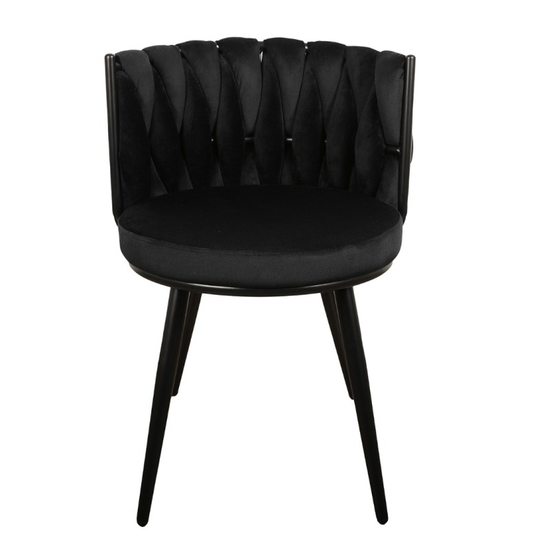 ΣΕΤ 2 ΤΕΜ Βελούδινη Καρέκλα Τραπεζαρίας Moon Black 53x56x70cm