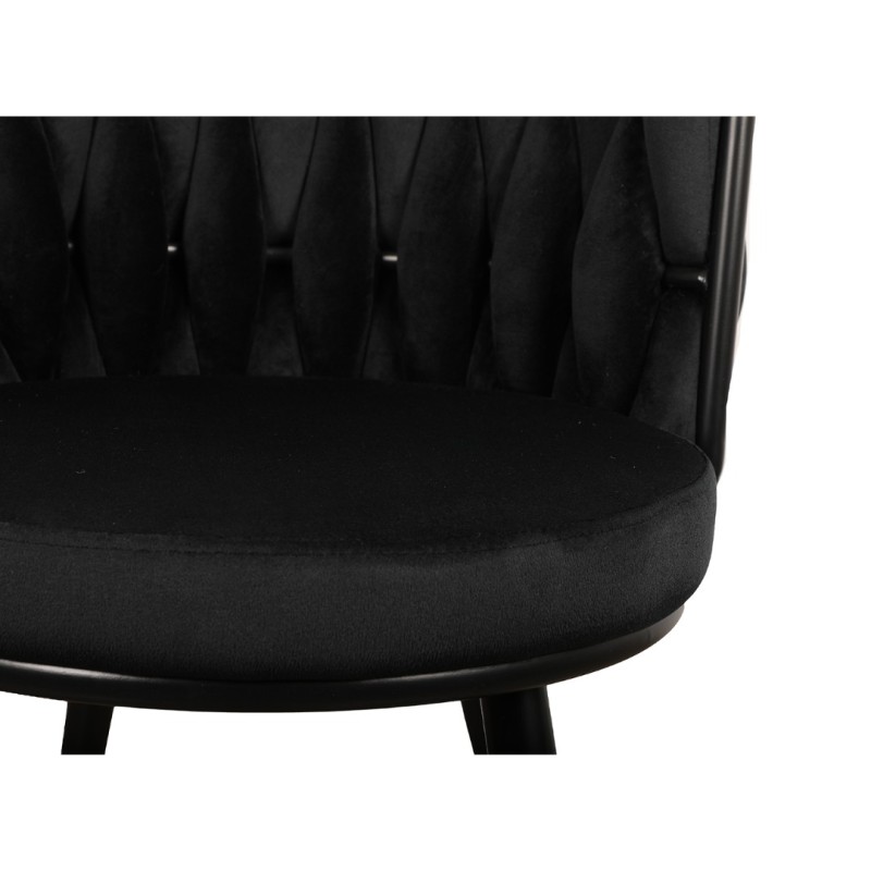 ΣΕΤ 2 ΤΕΜ Βελούδινη Καρέκλα Τραπεζαρίας Moon Black 53x56x70cm