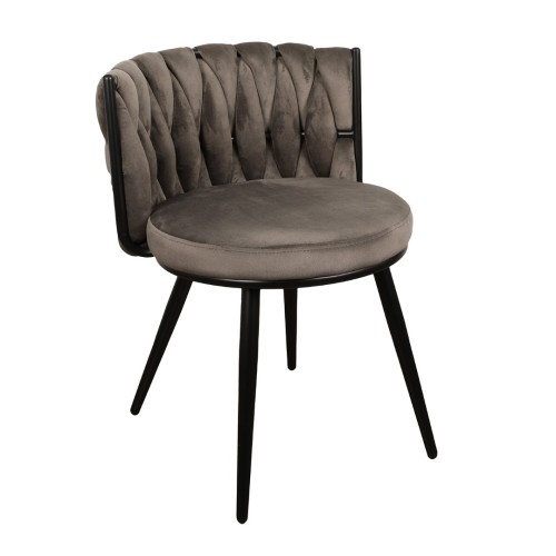 ΣΕΤ 2 ΤΕΜ Βελούδινη Καρέκλα Τραπεζαρίας Moon Dark Grey 53x56x70cm 