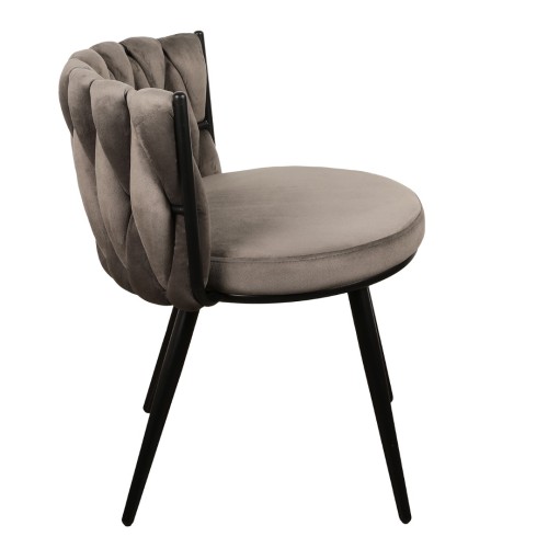 ΣΕΤ 2 ΤΕΜ Βελούδινη Καρέκλα Τραπεζαρίας Moon Dark Grey 53x56x70cm 