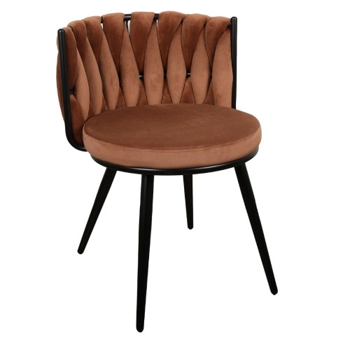 ΣΕΤ 2 ΤΕΜ Βελούδινη Καρέκλα Τραπεζαρίας Moon Copper 53x56x70cm  