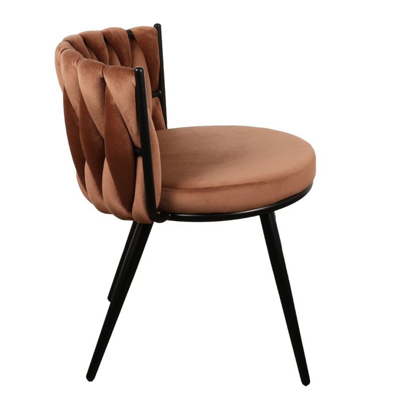ΣΕΤ 2 ΤΕΜ Βελούδινη Καρέκλα Τραπεζαρίας Moon Copper 53x56x70cm