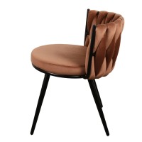 ΣΕΤ 2 ΤΕΜ Βελούδινη Καρέκλα Τραπεζαρίας Moon Copper 53x56x70cm