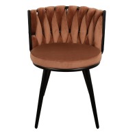 ΣΕΤ 2 ΤΕΜ Βελούδινη Καρέκλα Τραπεζαρίας Moon Copper 53x56x70cm