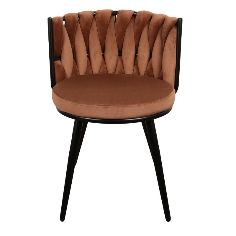 ΣΕΤ 2 ΤΕΜ Βελούδινη Καρέκλα Τραπεζαρίας Moon Copper 53x56x70cm