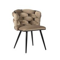 ΣΕΤ 2 ΤΕΜ Βελούδινη Καρέκλα Τραπεζαρίας Rock Sand White (Beige) 60x60x77cm