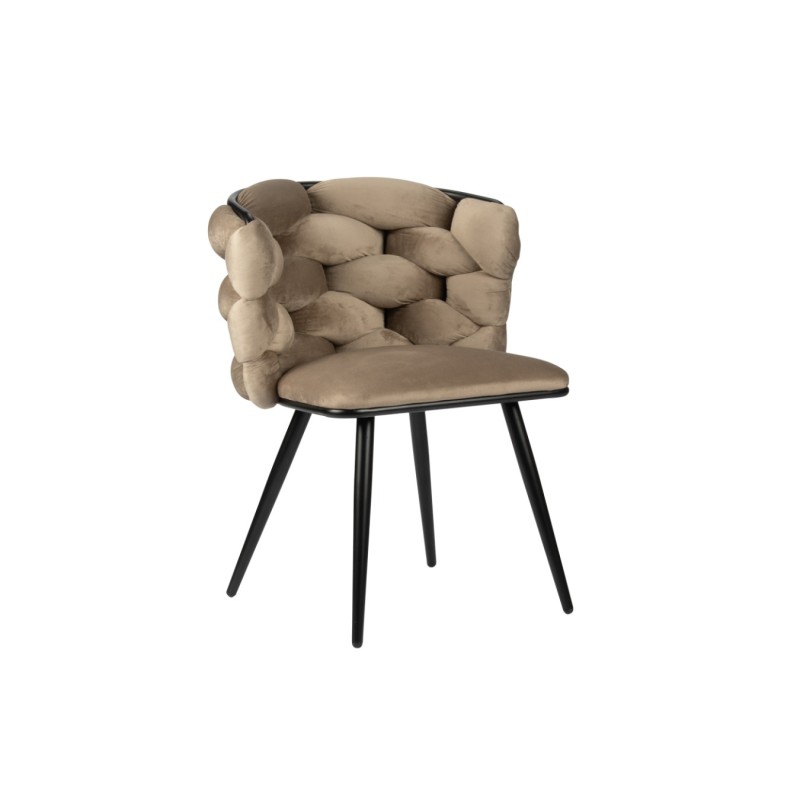 ΣΕΤ 2 ΤΕΜ Βελούδινη Καρέκλα Τραπεζαρίας Rock Sand White (Beige) 60x60x77cm