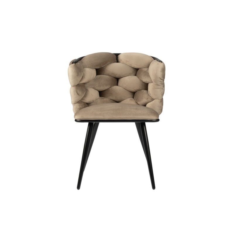 ΣΕΤ 2 ΤΕΜ Βελούδινη Καρέκλα Τραπεζαρίας Rock Sand White (Beige) 60x60x77cm