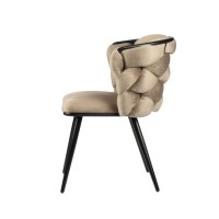 ΣΕΤ 2 ΤΕΜ Βελούδινη Καρέκλα Τραπεζαρίας Rock Sand White (Beige) 60x60x77cm
