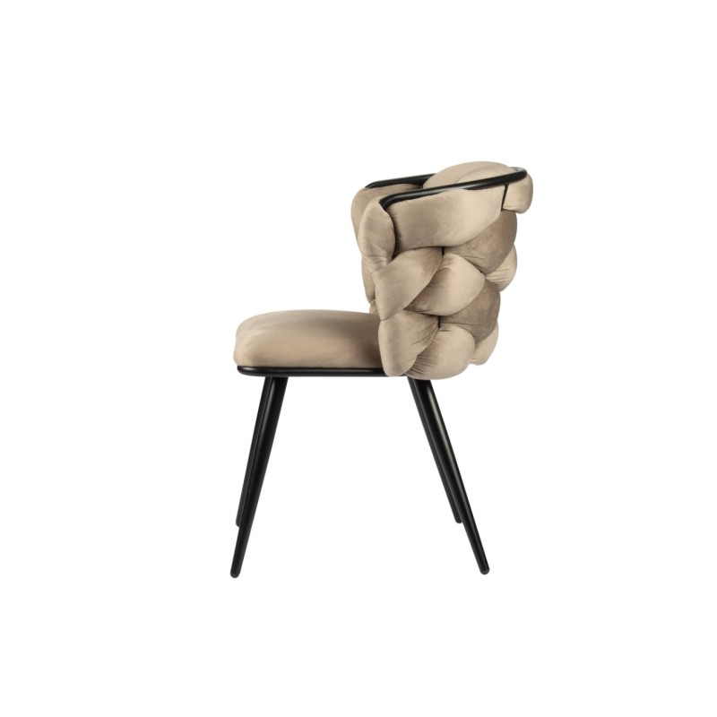 ΣΕΤ 2 ΤΕΜ Βελούδινη Καρέκλα Τραπεζαρίας Rock Sand White (Beige) 60x60x77cm
