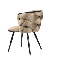ΣΕΤ 2 ΤΕΜ Βελούδινη Καρέκλα Τραπεζαρίας Rock Sand White (Beige) 60x60x77cm
