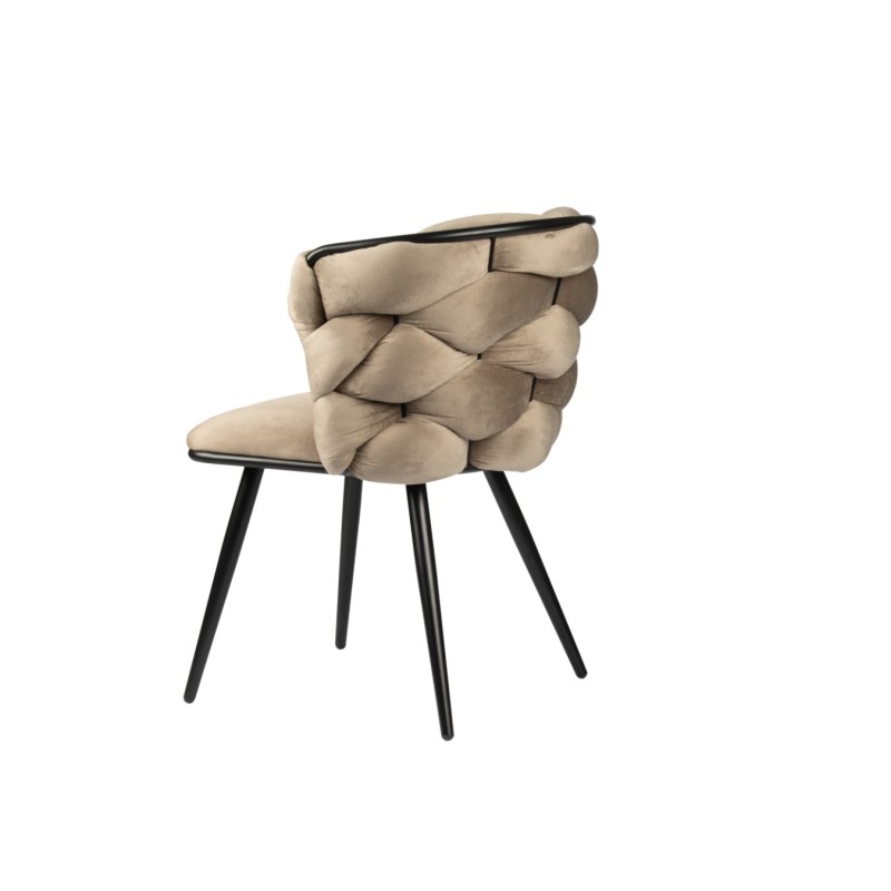 ΣΕΤ 2 ΤΕΜ Βελούδινη Καρέκλα Τραπεζαρίας Rock Sand White (Beige) 60x60x77cm
