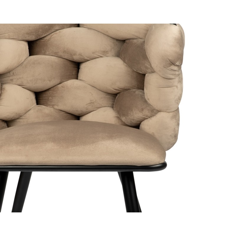 ΣΕΤ 2 ΤΕΜ Βελούδινη Καρέκλα Τραπεζαρίας Rock Sand White (Beige) 60x60x77cm