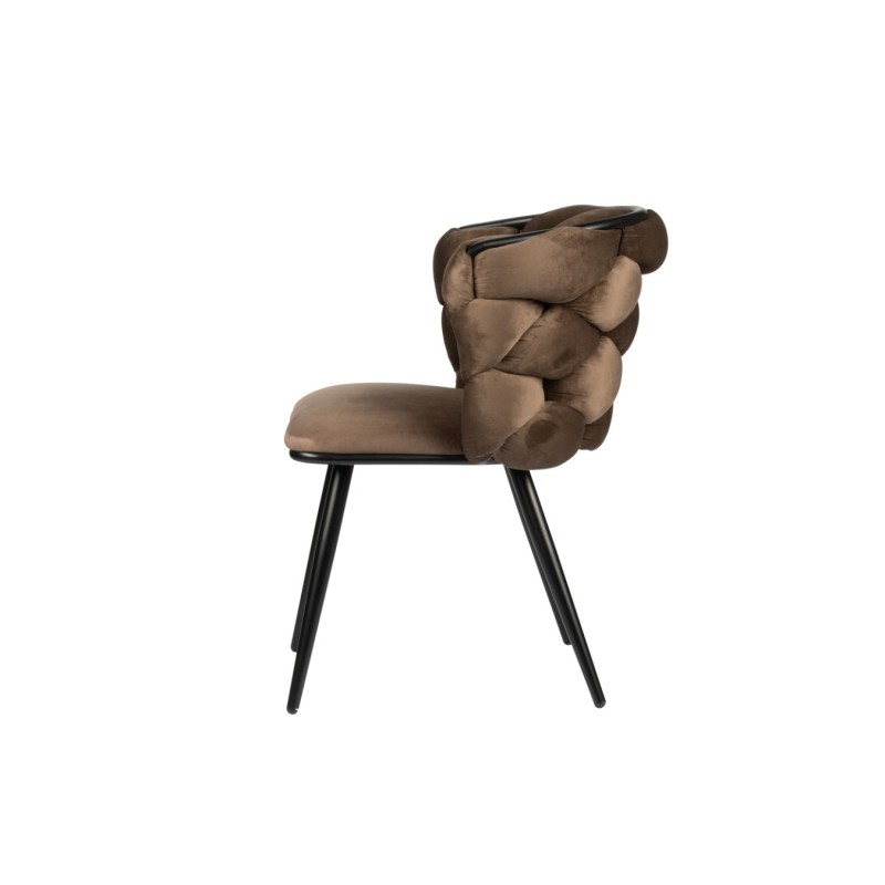 ΣΕΤ 2 ΤΕΜ Βελούδινη Καρέκλα Τραπεζαρίας Rock Bronze 60x60x77cm