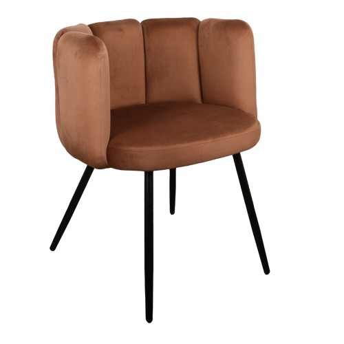 ΣΕΤ 2 ΤΕΜ Καρέκλα Τραπεζαρίας High Five Βελούδο Copper 53x60x75cm