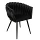 Βελούδινη Καρέκλα Τραπεζαρίας Wave Μαύρο 54x60x78cm