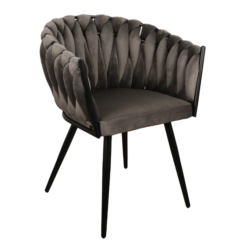 ΣΕΤ 2 ΤΕΜ Βελούδινη Καρέκλα Τραπεζαρίας Wave Dark Grey 54x60x78cm