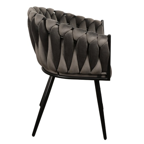 ΣΕΤ 2 ΤΕΜ Βελούδινη Καρέκλα Τραπεζαρίας Wave Dark Grey 54x60x78cm 