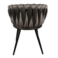 ΣΕΤ 2 ΤΕΜ Βελούδινη Καρέκλα Τραπεζαρίας Wave Dark Grey 54x60x78cm