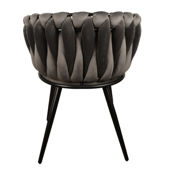Βελούδινη Καρέκλα Τραπεζαρίας Wave Dark Grey 54x60x78cm