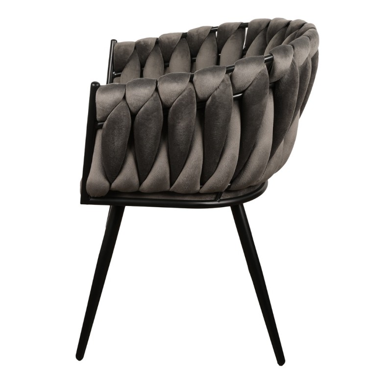 ΣΕΤ 2 ΤΕΜ Βελούδινη Καρέκλα Τραπεζαρίας Wave Dark Grey 54x60x78cm