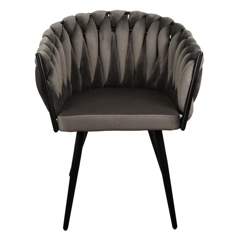 ΣΕΤ 2 ΤΕΜ Βελούδινη Καρέκλα Τραπεζαρίας Wave Dark Grey 54x60x78cm