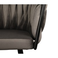 ΣΕΤ 2 ΤΕΜ Βελούδινη Καρέκλα Τραπεζαρίας Wave Dark Grey 54x60x78cm