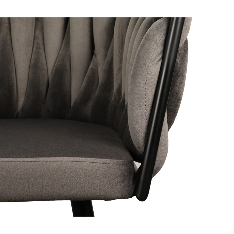ΣΕΤ 2 ΤΕΜ Βελούδινη Καρέκλα Τραπεζαρίας Wave Dark Grey 54x60x78cm