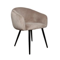 Βελούδινη Καρέκλα Τραπεζαρίας Bubble Sand White 64x64x81cm