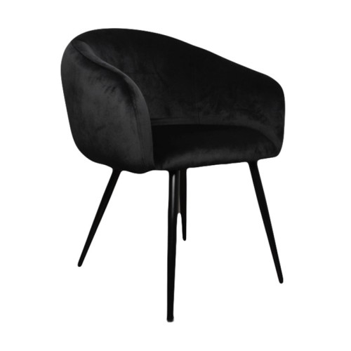 Βελούδινη Καρέκλα Τραπεζαρίας Bubble Black 64x64x81cm 