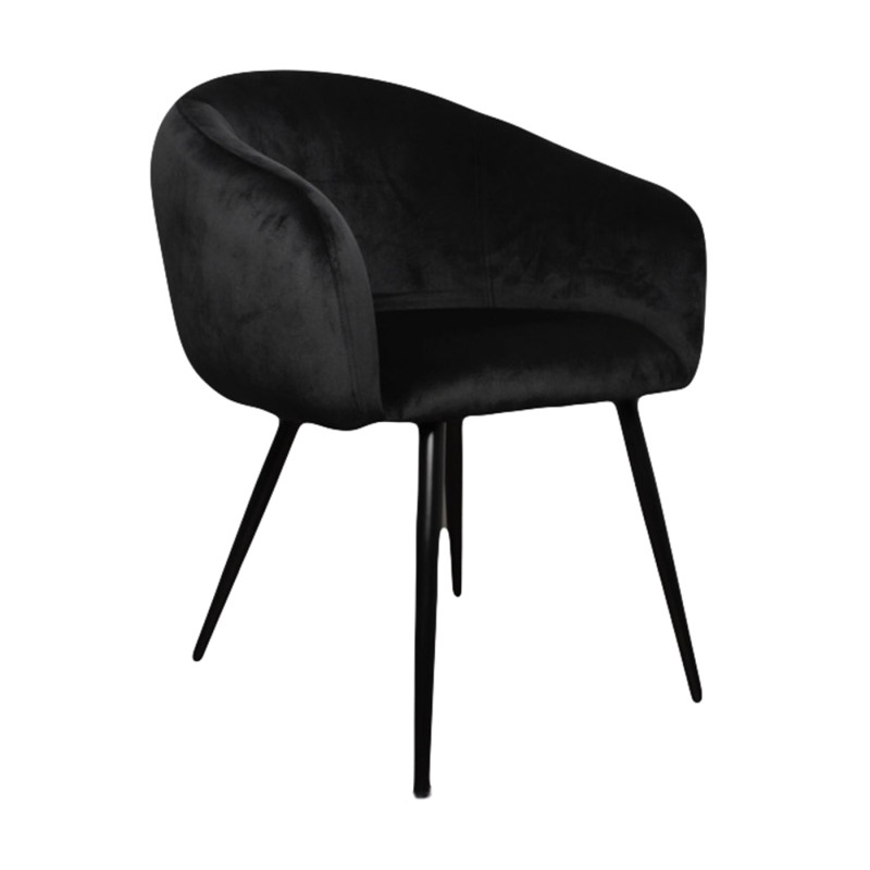 Βελούδινη Καρέκλα Τραπεζαρίας Bubble Black 64x64x81cm