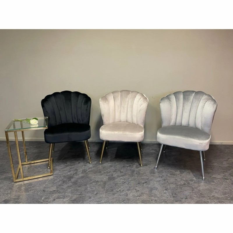 Βελούδινο Πολυθρονάκι Sara Γκρι/Ασημί 67X69x89cm