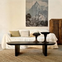 Τραπέζι σαλονιού Bullnose σε μαυρο χρώμα 140x60x35cm