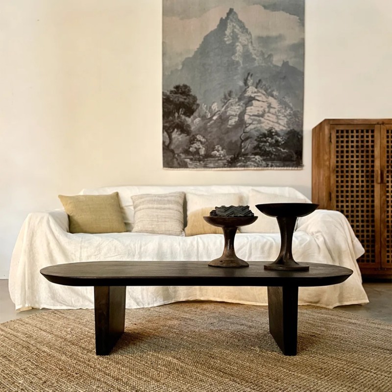 Τραπέζι σαλονιού Bullnose σε μαυρο χρώμα 140x60x35cm