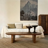 Τραπέζι σαλονιού Bullnose σε καφέ απόχρωση 140x60x35cm