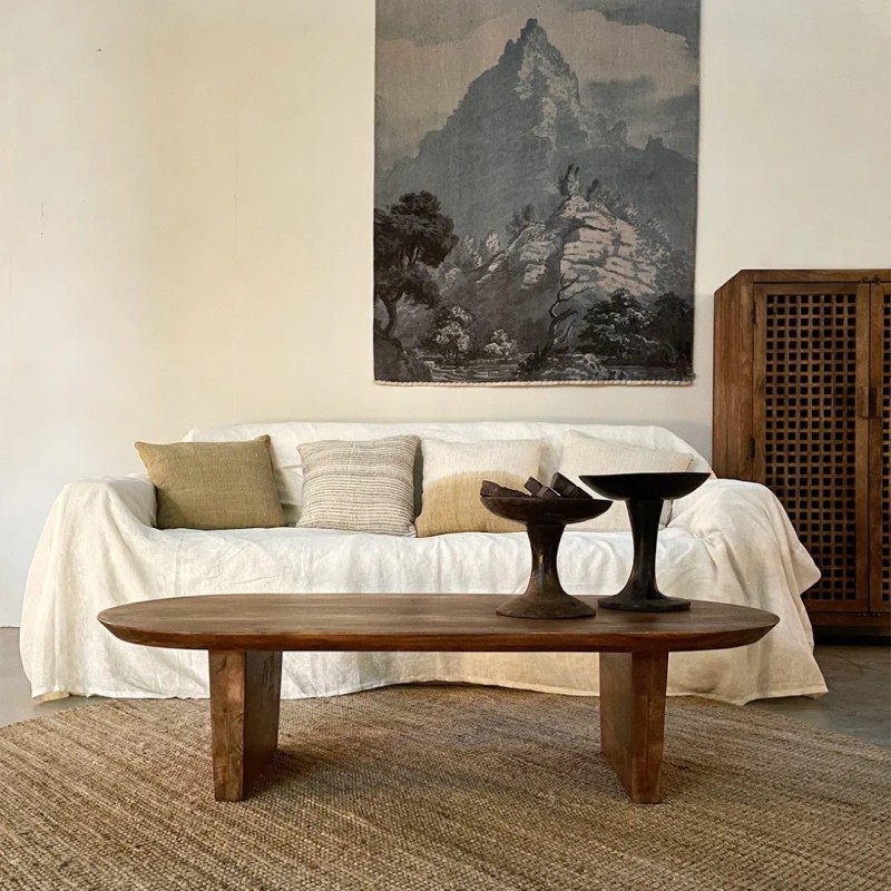 Τραπέζι σαλονιού Bullnose σε καφέ απόχρωση 140x60x35cm