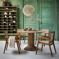 Τραπέζι Eiffel teak Φ120 σε φυσική απόχρωση 120x120x76cm