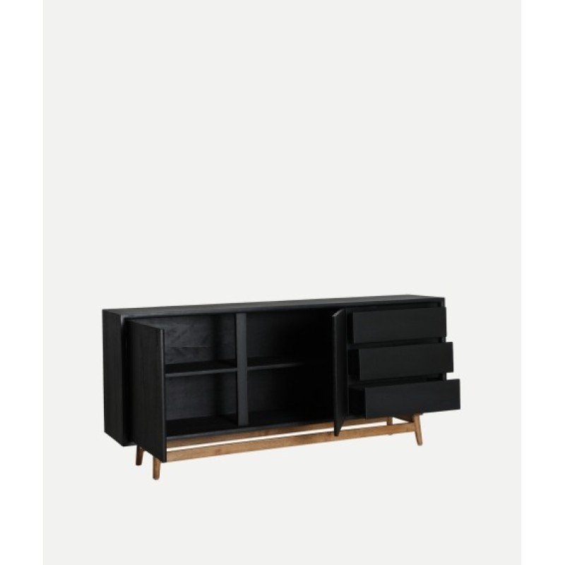 Μπουφές THIERS μαύρο ξύλο Mindi : 180x40x80cm
